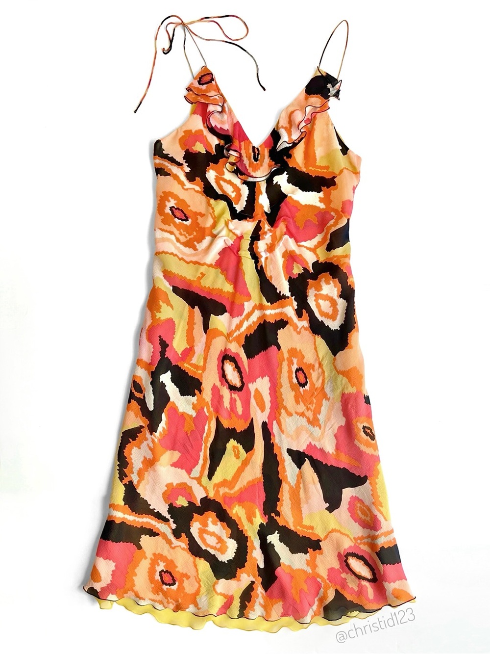 Sonia Rykiel Vintage Y2K Silk Georgette Crepe Slip Dress
